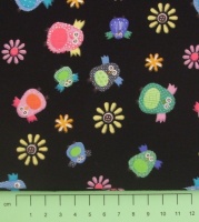 Fabric by the Metre - 127 Birds & Flowers - Black